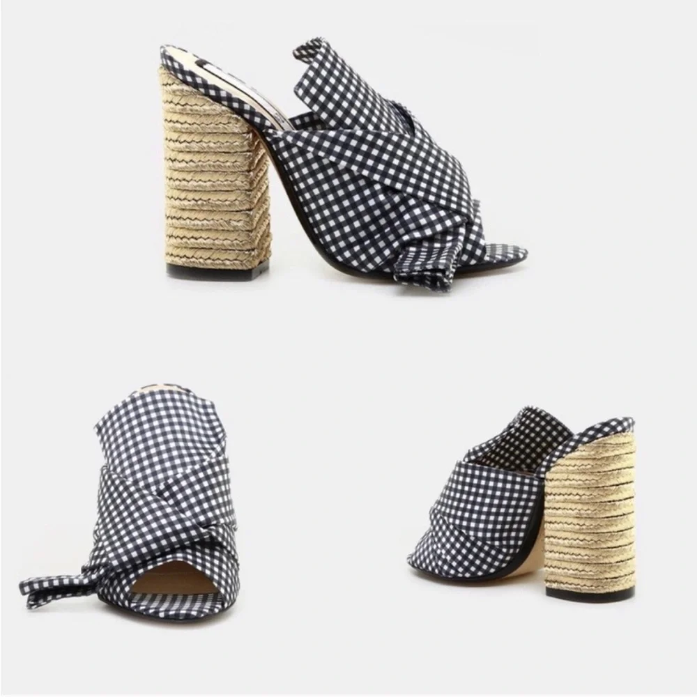 No. 21 Vichy Bow Espadrille Heel Mules Sandals Brand NEW Size 38